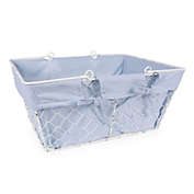 Contemporary Home Living 16" Washed Denim Blue and Antique White Home Essentials and Collectibles Chicken Wire Egg Basket