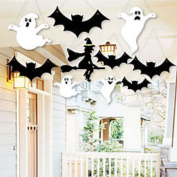 Big Dot of Happiness Hanging Scary Squad - Witch, Bats & Ghosts - Outdoor Hanging Decor - Halloween Party Decorations - 10 Pieces
