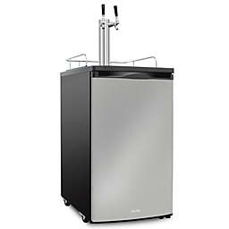 Ivation Full Size Kegerator   Dual Tap Draft Beer Dispenser & Universal Beverage Cooler   CO2 Cylinder, Temperature Control, Drip Tray & Rail, Fits 1/2, 1/4 Pony Keg, (2) 1/6 Kegs