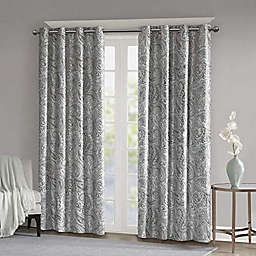 JLA Home SUNSMART Jenelle Paisley Total Blackout Window Curtains for Bedroom, Living Room, Kitchen, Faux Silk with Traditional Grommet, Energy Savings Curtain Panels, 1-Panel Pack, 50x95, Grey