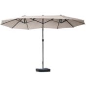 Outsunny 15' Steel Rectangular Outdoor Double Sided Market Patio Umbrella with UV Sun Protection & Easy Crank, Coffee