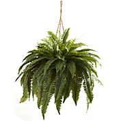Nearly Natural 36" Artificial Boston Fern Double Giant Hanging Basket
