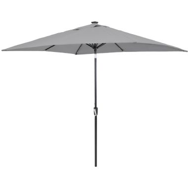 Sunnydaze 8.75-Foot Rectangle Market Patio Umbrella with Solar LED Lights - Gray. View a larger version of this product image.