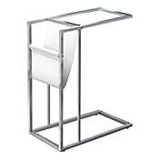 Monarch Specialties I 3034 Accent Table - White / Chrome Metal With A Magazine Rack