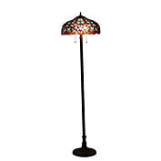 CHLOE Lighting SADIE Tiffany-style 2 Light Victorian Floor Lamp 18 Shade