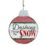 Burton and Burton 7" Black and White "Dashing Through The Snow" Metal Christmas Ornament