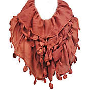 Wrapables Lightweight Ruched Scarf with Tassel Trim, Desert Rose