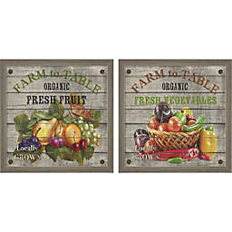 Great Art Now Farm to Table -  Fruit & Vegetables by Jean Plout 14-Inch x 14-Inch Framed Wall Art (Set of 2)