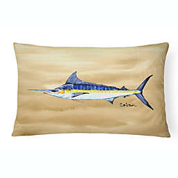 Caroline's Treasures Swordfish on Sandy Beach Canvas Fabric Decorative Pillow 12 x 16