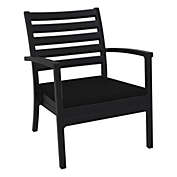 Luxury Commercial Living 35" Black Outdoor Patio Club Armchair with Sunbrella Cushion - Extra Large