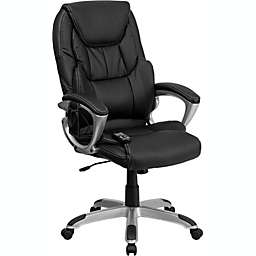 Flash Furniture High Back Massaging Black Leather Executive Office Chair with Silver Base