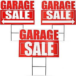 Juvale 6-Pack Garage Sale Yard Lawn Signs with Stakes, 3 Designs, 12 x 17 Inches