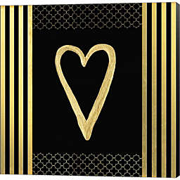 Great Art Now Black & Gold - Feathered Fashion Heart by LightBoxJournal 24-Inch x 24-Inch Canvas Wall Art
