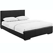 Camden Isle Decorative Home Modern Hindes Upholstered Platform Bed Frame Only / Full Slat Support / Mattress Foundation / No Box Spring Needed - Black, Queen