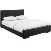 Camden Isle Decorative Home Modern Hindes Upholstered Platform Bed Frame Only / Full Slat Support / Mattress Foundation / No Box Spring Needed - Black, Queen