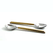 Vibhsa 5" Teaspoons Golden Cut Hammered Dessert Spoons Set of 6