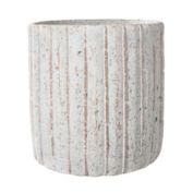 Urban Trends Collection Cement Round Pot with Vertical Line Pattern Design Body LG Distressed Finish Beige