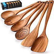 Zulay Kitchen Teak Wooden Cooking Spoon Set