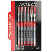 Arteza Red - 6 Pack Water Brush Pens Art Set, Assorted Tips