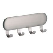 mDesign Metal Adhesive Wall Mount Key Rack Holder Organizer, 4 Hooks - Brushed