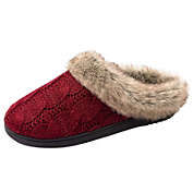 RockDove Women&#39;s Cable Knit Faux Fur Collar Slip-On