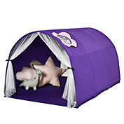 Slickblue Kids Galaxy Starry Sky Dream Portable Play Tent with Double Net Curtain-Purple