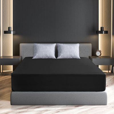 Lux Decor Collection Microfiber Full Fitted Bed Sheet, 16" Deep Pocket Full Fitted Sheets (Full, Black)