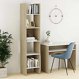 vidaXL Book Cabinet White and Sonoma Oak 15.7