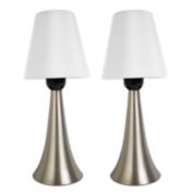 Simple Designs Two Pack Mini Touch Table Lamp Set with White Shades