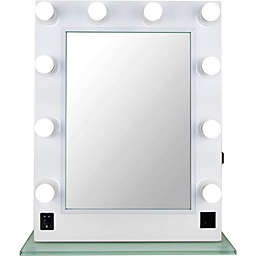 Ver Beauty Vl008 10 Led Light Bulbs Pc Body and Rectangle Glass Base Hollywood Vanity Mirror - White
