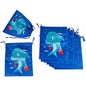 Blue Panda Drawstring Favor Bags for Shark Party (10 x 12 In, 12 Pack)