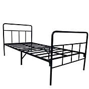 ViscoLogic A-ONE Twin Size Metal Platform Bed Frame Mattress Foundation Steel Headboard Bedroom Black