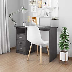 vidaXL Desk with Drawers High Gloss Gray 43.3