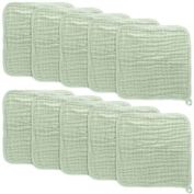Baby Washcloths, Muslin Cotton Baby Towels, Large 10"x10" Wash Cloths Soft on Sensitive Skin, Absorbent for Boys & Girls, Newborn Baby & Toddlers Essentials Shower Registry Gift by Comfy Cubs (Sage, Pack of 10)