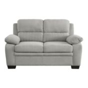 Lazzara Home Deliah 58"W Pillow Top Arm Textured Fabric Straight Loveseat In Light Gray