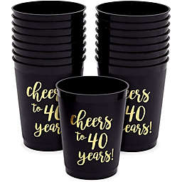 Sparkle and Bash 40th Birthday Party Cups, Cheers to 40 Years (16 oz, 16 Pack)