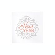 Urban Trends Collection Wood Square Canvas Wall Art with "NEW YEAR" Writing Design Smooth Finish White