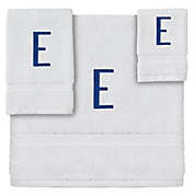 Juvale 3-Piece Letter E Monogrammed Bath Towels Set, Embroidered Initial E Wedding Gift (White, Blue)
