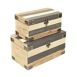 Cheungs Home Indoor Decorative Wood Panel Styled Storage Boxes - Set of 2, Multi
