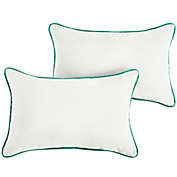 Outdoor Living and Style Set of 2 Sunbrella Canvas Natural/Canvas Teal Outdoor Pillow, 20"