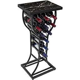 Sorbus Marble Wine Rack Console Table with Wine Organizer in Black