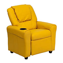 Flash Furniture Contemporary Yellow Vinyl Kids Recliner With Cup Holder And Headrest - Yellow Vinyl