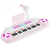 Costway Multifunctional 37 Electric Keyboard Piano with Microphone-Pink