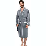 Utopia NY Threads Mens Knit Robe Lightweight Bathrobe Small Grey