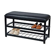 ITY International - Metal Bench with Shoe Storage, Made of Metal, 31.5&quot;x17.7&quot;x11.8&quot;, Black