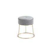 Contemporary Home Living 15" Gray and Gold Minimalist Round Vanity Stool