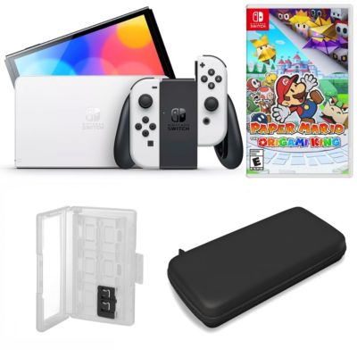 Nintendo Switch OLED in White with Paper Mario and Accessories