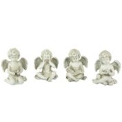 Northlight Set of 4 Gray Cherub Angel Outdoor Garden Statues 6.5"