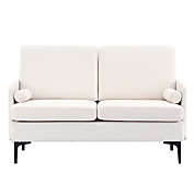 Infinity Merch Wooden Sofa Frame Indoor Lounge Chair in Creamy White