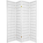 Legacy Decor 4 Panel Japanese Oriental Style Room Screen Divider White Color